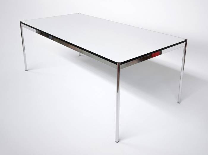 USM Haller Tisch 150x100 Platte in perlgrau, Gestell chrom 