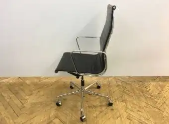Vitra Charles & Ray Eames Alu Chair Mod. EA 119 Leder, hoher Rückenlehne, Sitzbezug Leder schwarz