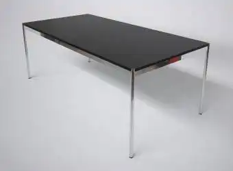 USM Haller Tisch 200x100 Platte furniert schwarz, Gestell chrom,
