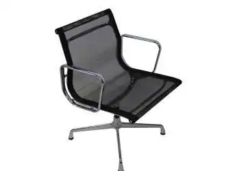 Vitra Eames Alu Chair Original Mod. EA 108, Stoffbezug Netz schwarz, Gestell chrom, Gebrauchtware