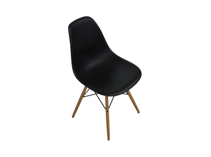 Vitra Eames Plastic Chair DSW / Gestell Ahorn gelblich, Schale Kunststoff Polypropylen schwarz 
